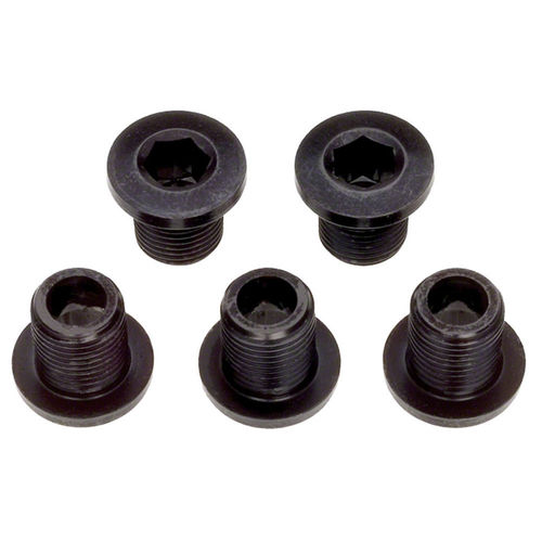 Problem Solvers 8mm Inner Chainring Bolts Black Alloy Set of 5